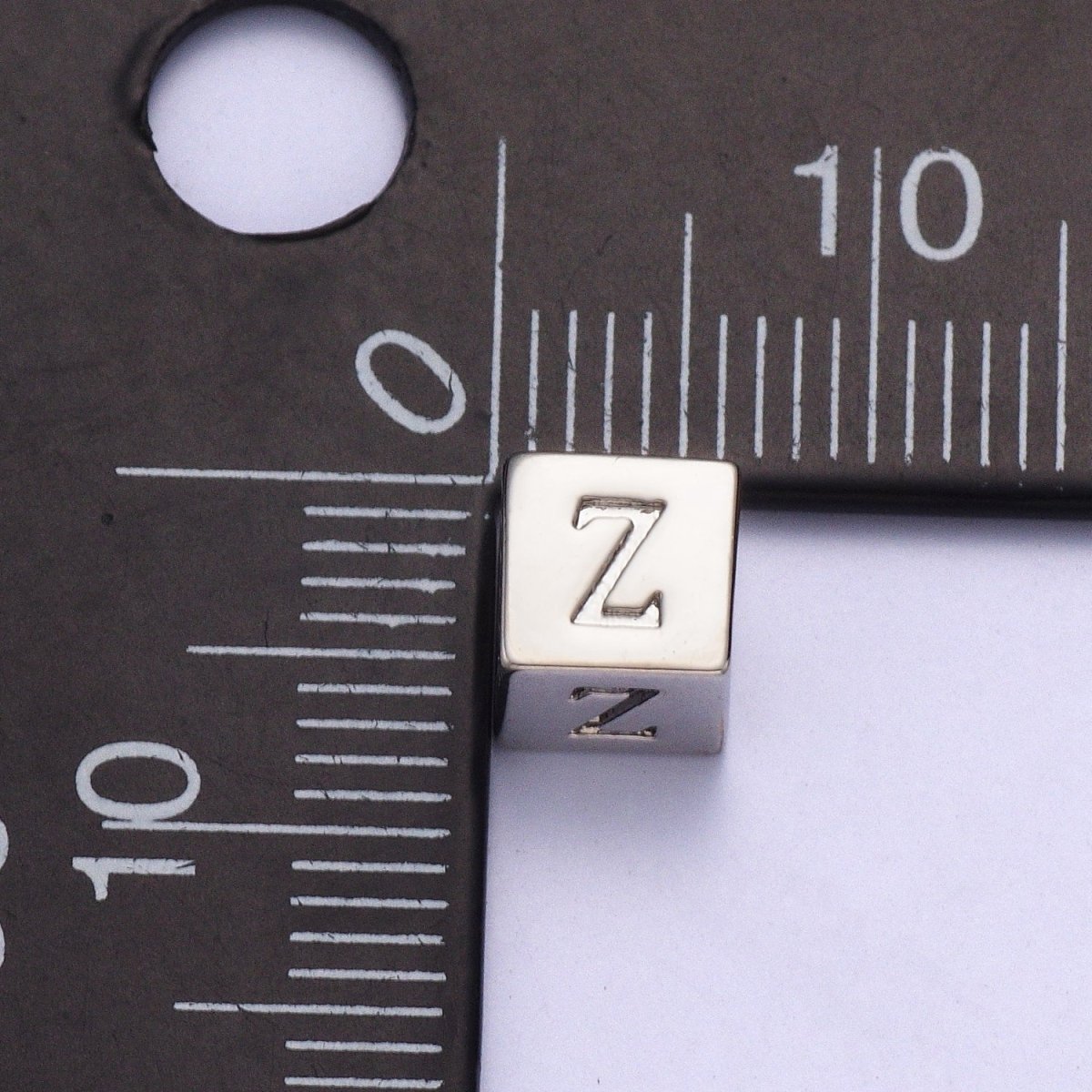 Silver Initial Letter Alphabet 6.2mm Block Beads Charm Connector For Jewelry Making Component Supply | A-A1158-A-A1170