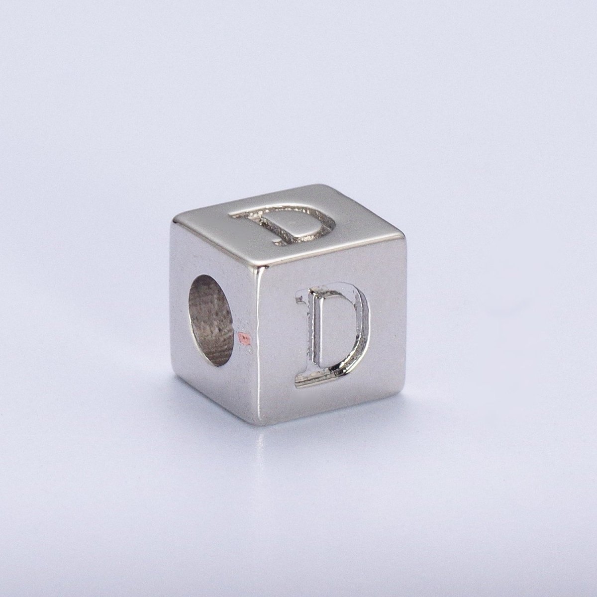 Silver Initial Letter Alphabet 6.2mm Block Beads Charm Connector For Jewelry Making Component Supply | A-A1158-A-A1170