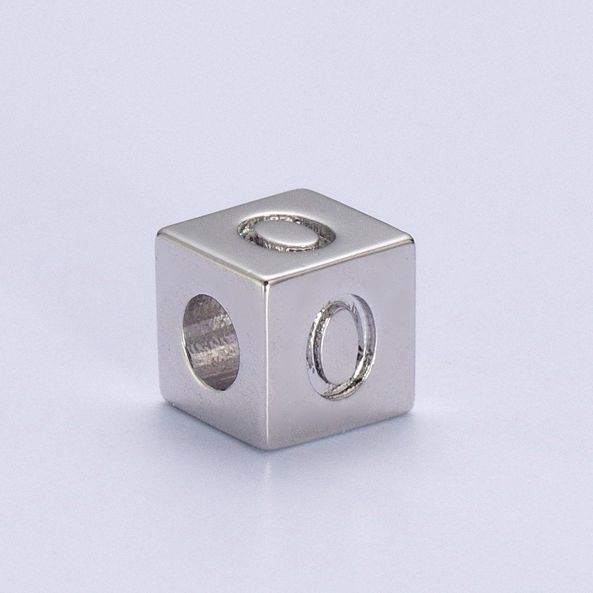 Silver Initial Letter Alphabet 6.2mm Block Beads Charm Connector For Jewelry Making Component Supply | A-A1158-A-A1170