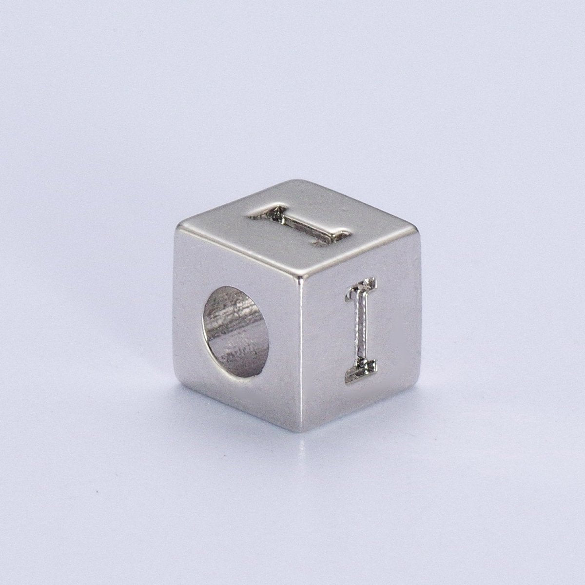 Silver Initial Letter Alphabet 6.2mm Block Beads Charm Connector For Jewelry Making Component Supply | A-A1158-A-A1170