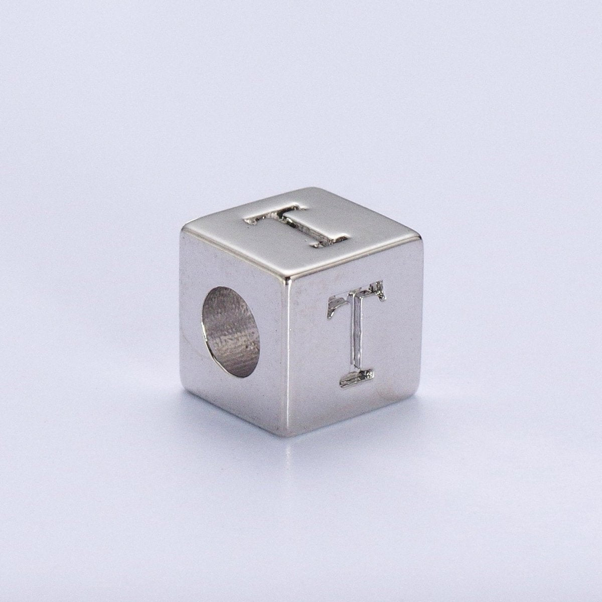 Silver Initial Letter Alphabet 6.2mm Block Beads Charm Connector For Jewelry Making Component Supply | A-A1158-A-A1170