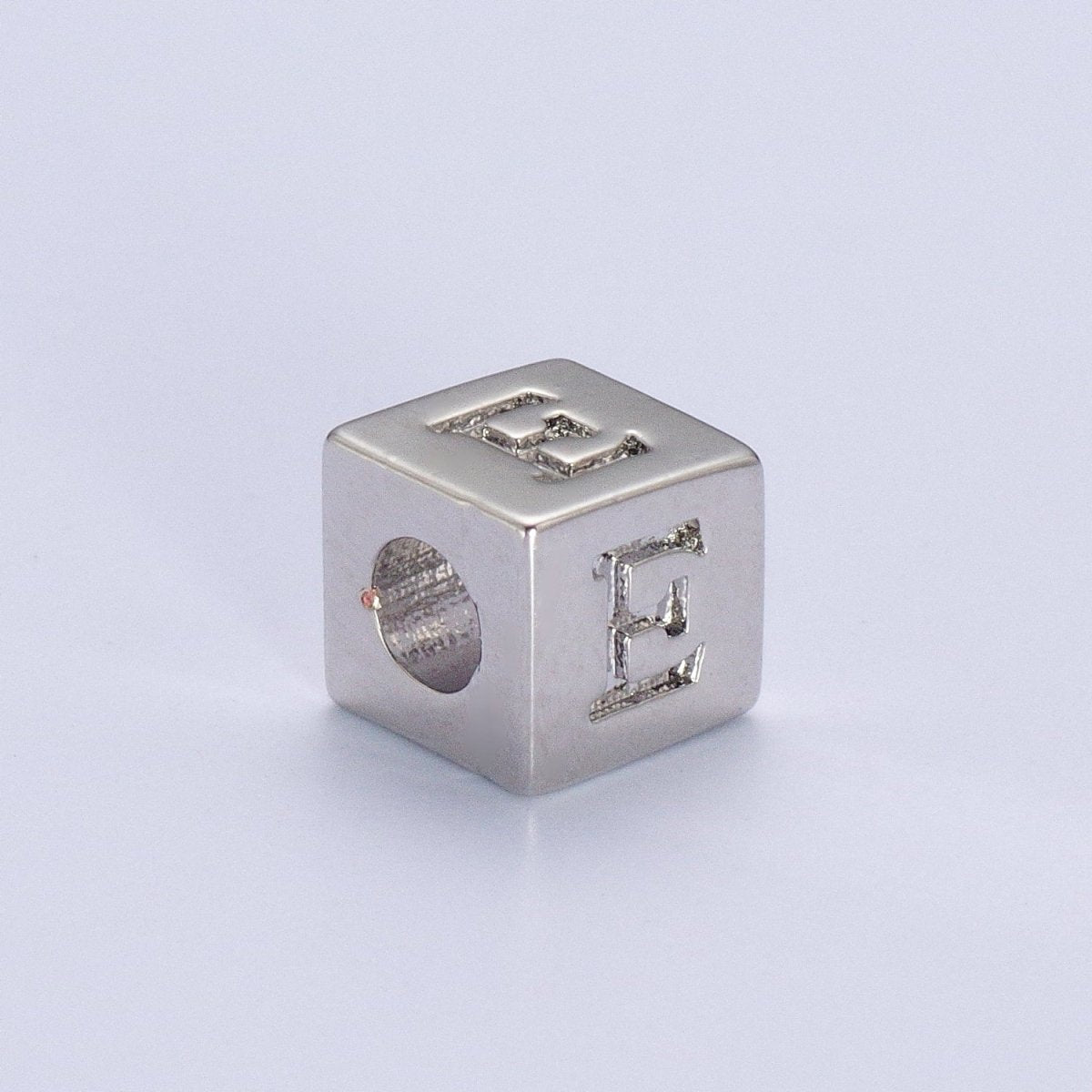 Silver Initial Letter Alphabet 6.2mm Block Beads Charm Connector For Jewelry Making Component Supply | A-A1158-A-A1170