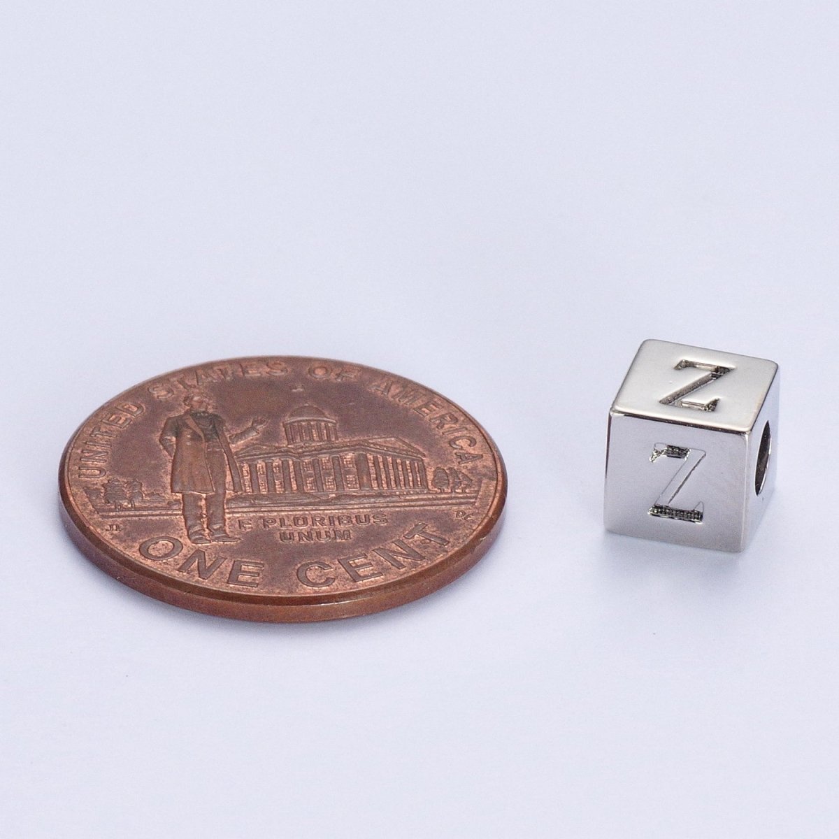 Silver Initial Letter Alphabet 6.2mm Block Beads Charm Connector For Jewelry Making Component Supply | A-A1158-A-A1170