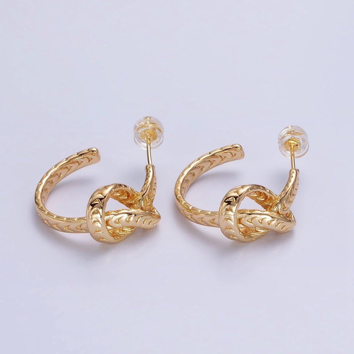 Silver Knot Hoop Earrings • Gold Tie The Knot Hoops • Love Knot Hoops AB604 AB605