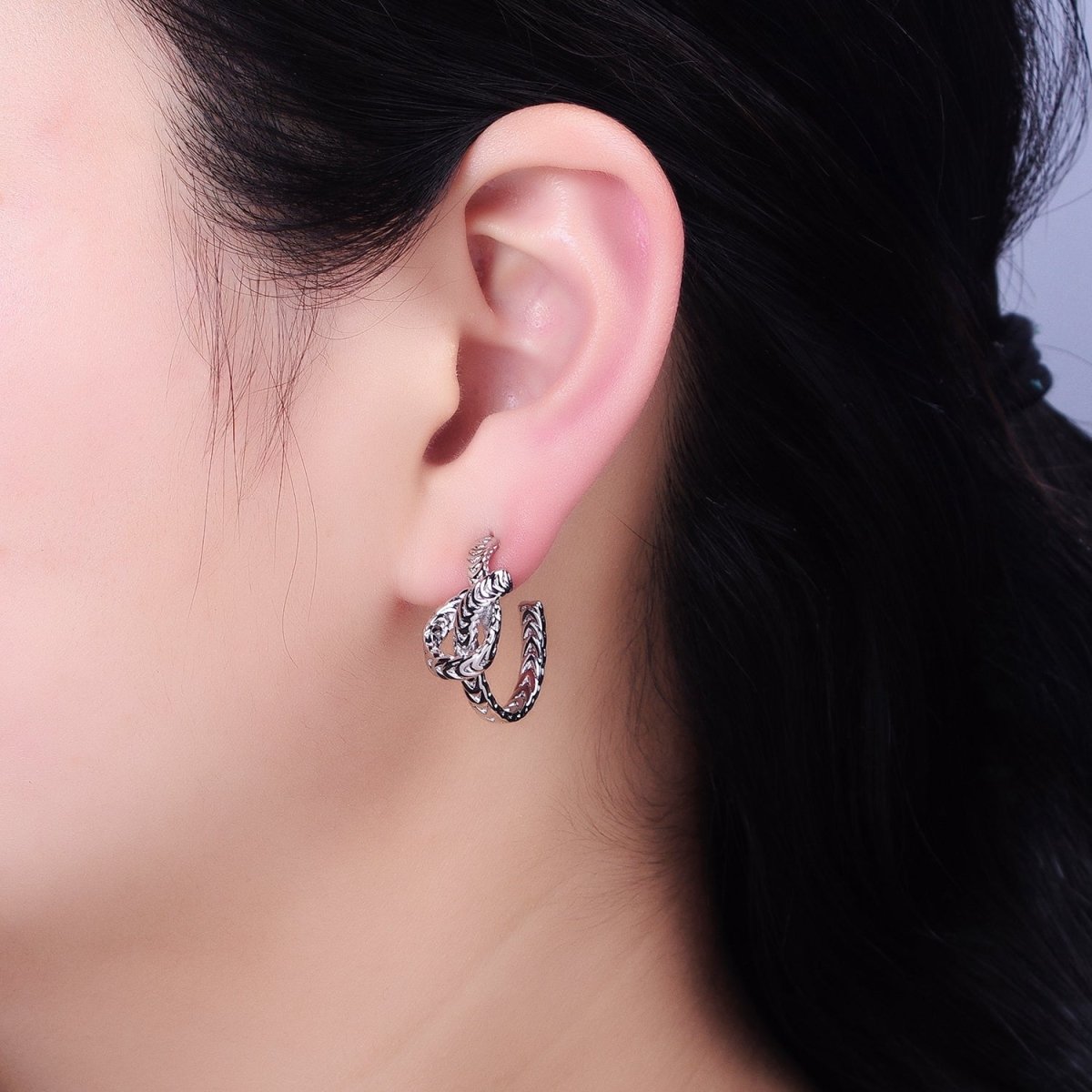 Silver Knot Hoop Earrings • Gold Tie The Knot Hoops • Love Knot Hoops AB604 AB605