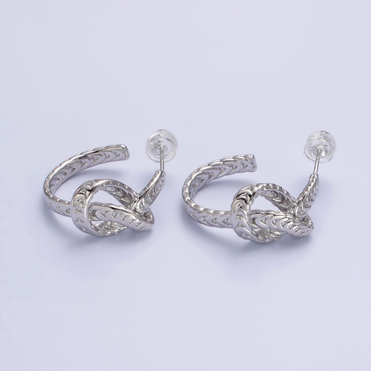 Silver Knot Hoop Earrings • Gold Tie The Knot Hoops • Love Knot Hoops AB604 AB605