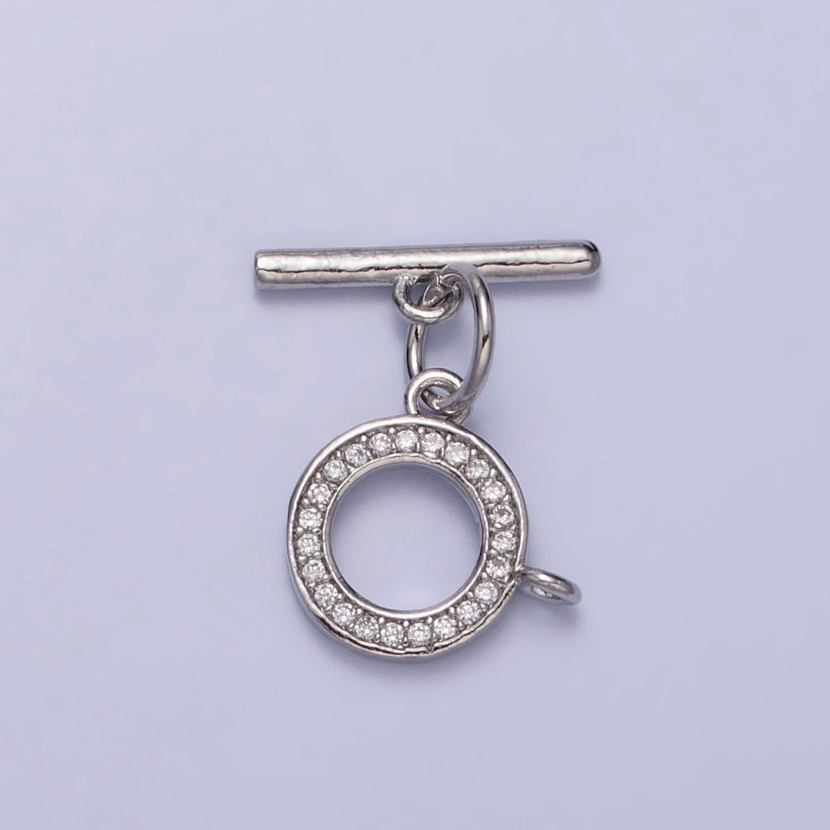 Silver Micro Pave OT Clasp Cubic Toggle Clasp for Decorative Necklace Bracelet Z-054