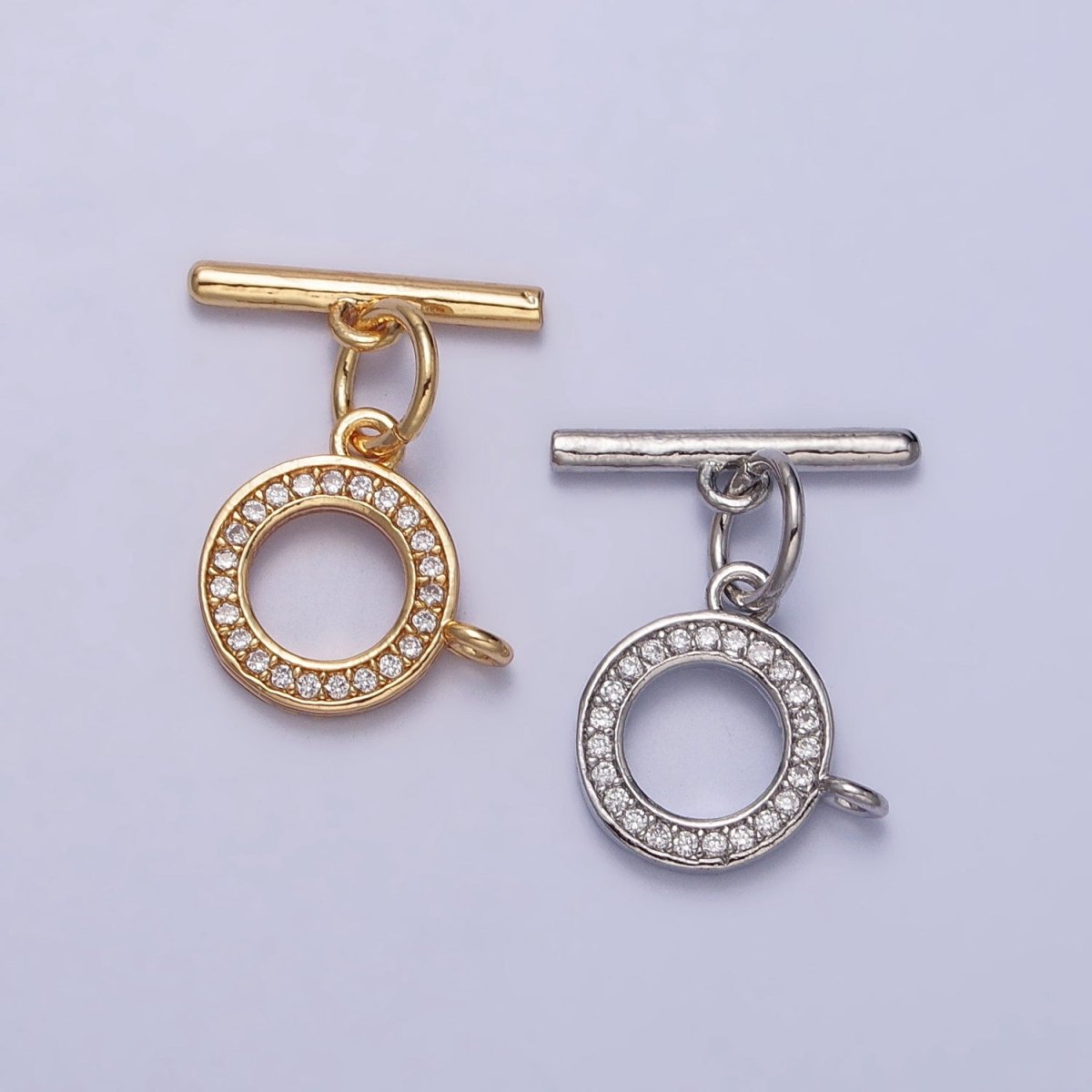 Silver Micro Pave OT Clasp Cubic Toggle Clasp for Decorative Necklace Bracelet Z-054