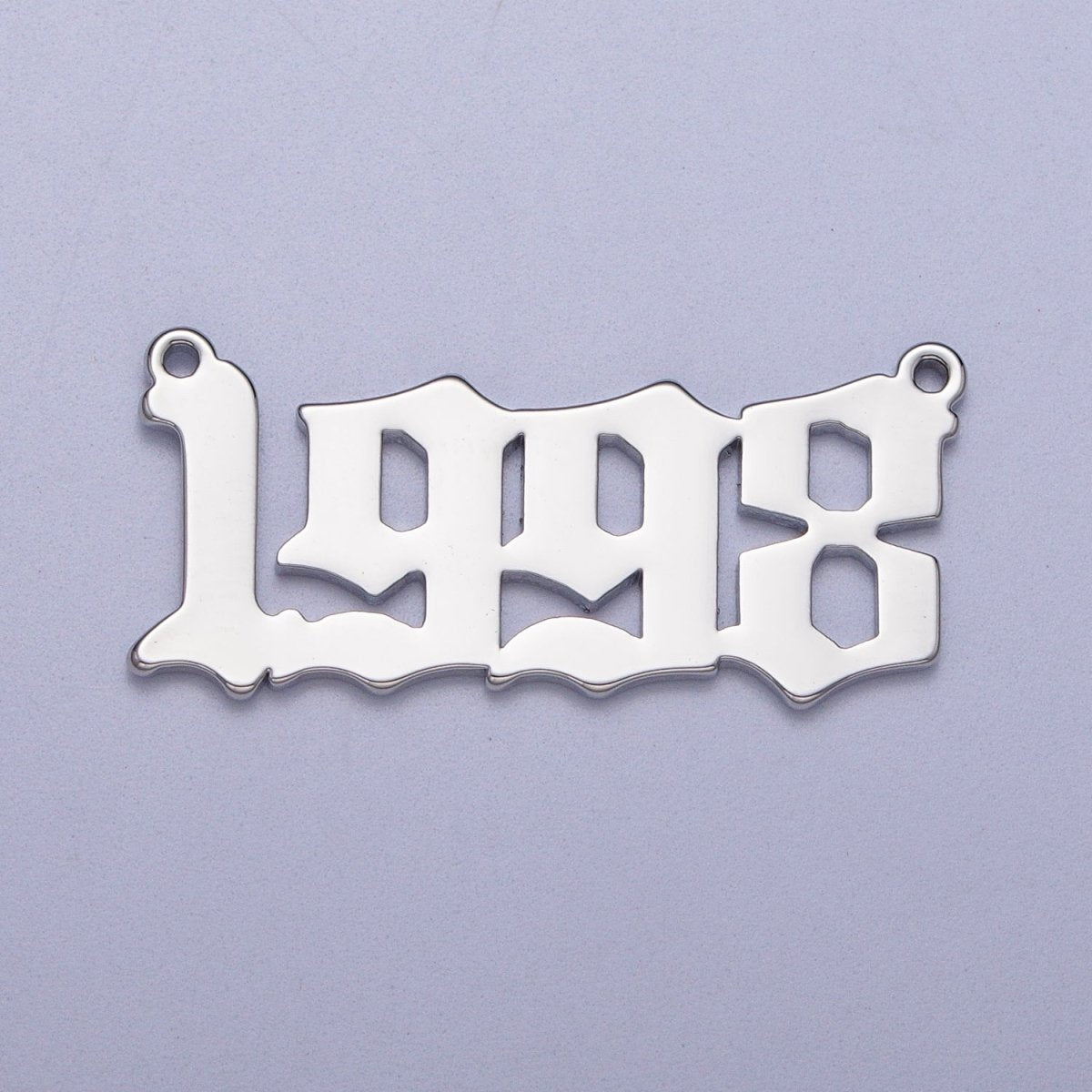 Silver Old English Year Charm Connector Birth Year Number Birthday Year Number Necklace for Personalized Jewelry | Y-678-Y-689