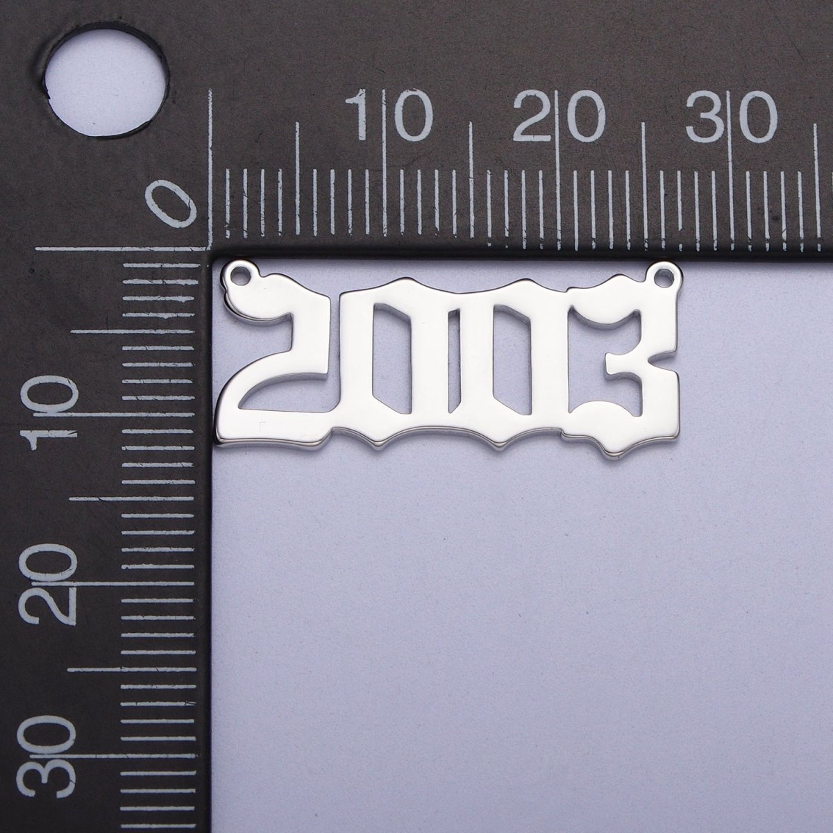 Silver Old English Year Charm Connector Birth Year Number Birthday Year Number Necklace for Personalized Jewelry | Y-678-Y-689