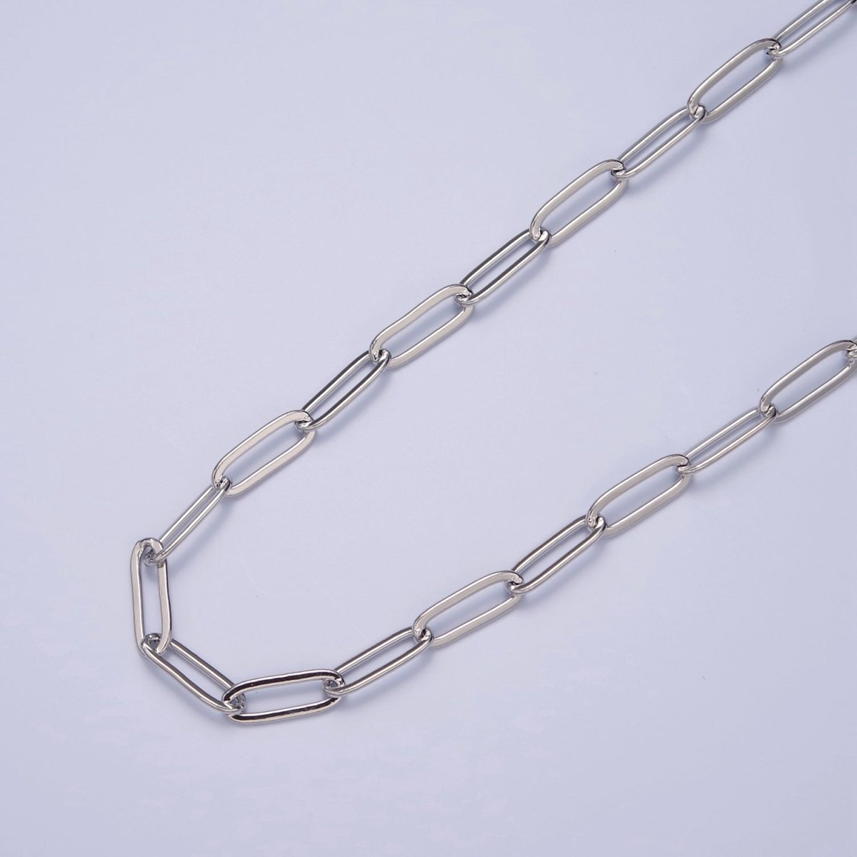 Silver Paper Clip Unfinished Chain, 14mm x 5mm 19.5 inch long | WA-1390 Clearance Pricing - DLUXCA