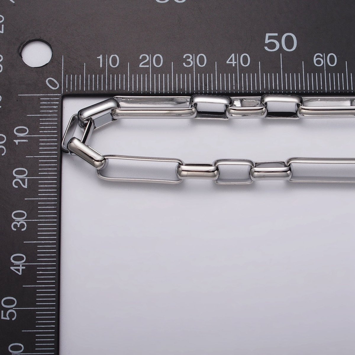 Silver paperclip chain elongated rectangle chain by Yard 6mm Thick chain | ROLL-1194 Clearance Pricing - DLUXCA
