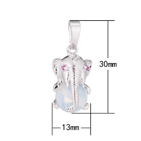 Silver Pink Cute Elephant Trunk Ball Circus Animal Playful Cubic Zirconia Necklace Pendant Charm Bead Bails Findings for Jewelry Making H-310