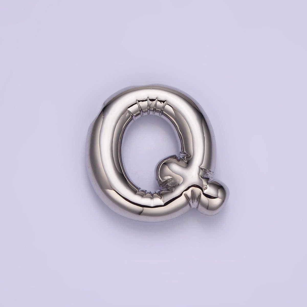 Silver Plated 20mm Chubby Balloon Initial Letter Personalized Pendant | A-A1080-A-A1092