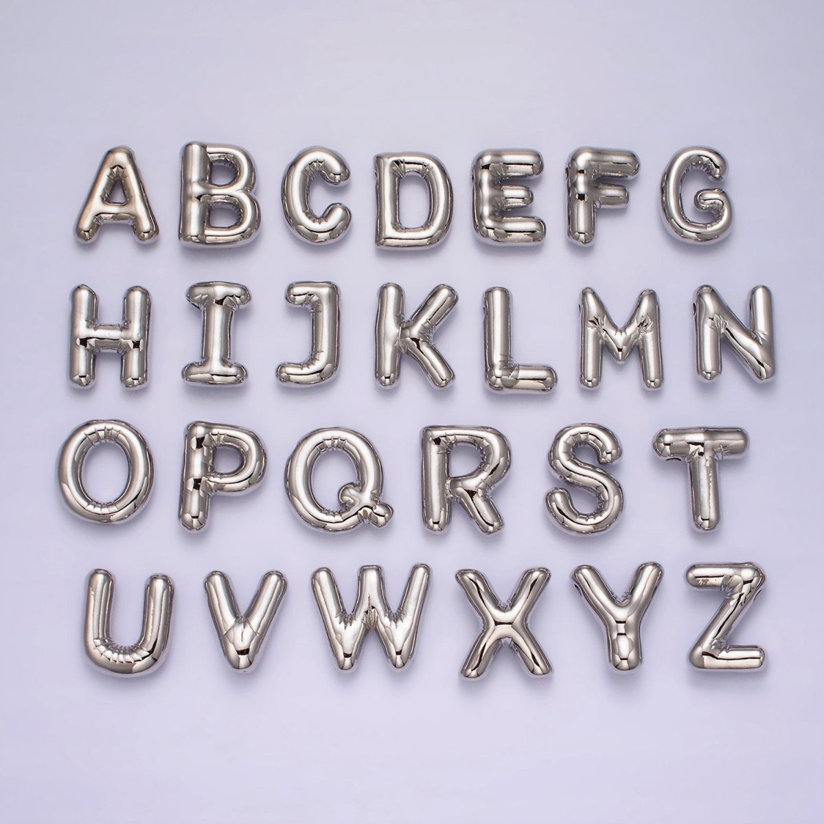 Silver Plated 20mm Chubby Balloon Initial Letter Personalized Pendant | A-A1080-A-A1092