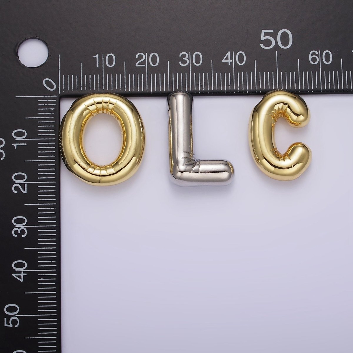 Silver Plated 20mm Chubby Balloon Initial Letter Personalized Pendant | A-A1080-A-A1092