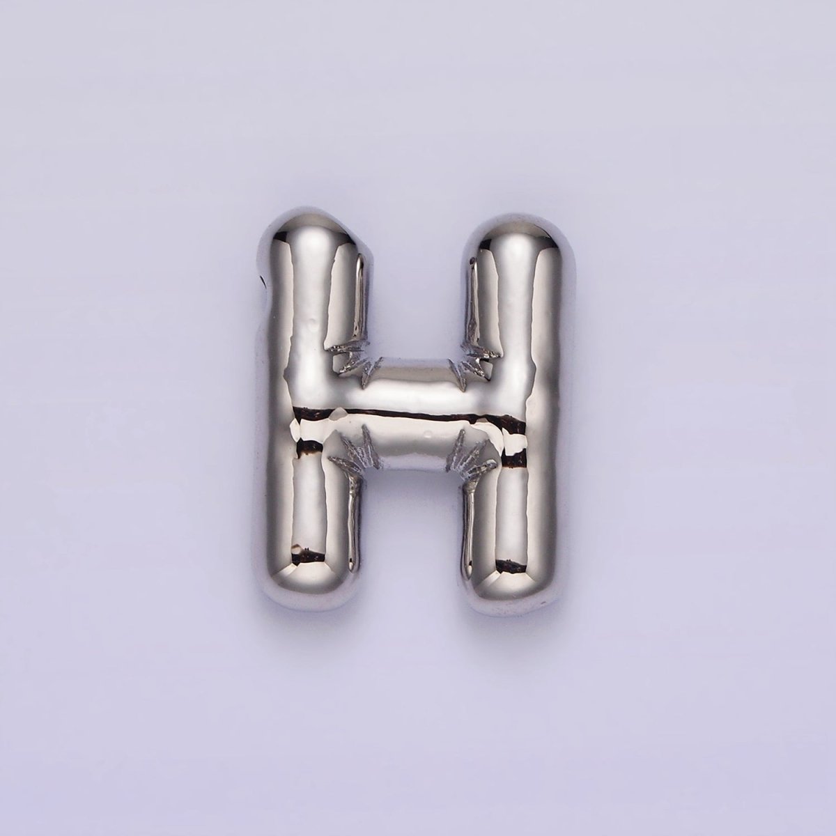 Silver Plated 20mm Chubby Balloon Initial Letter Personalized Pendant | A-A1080-A-A1092