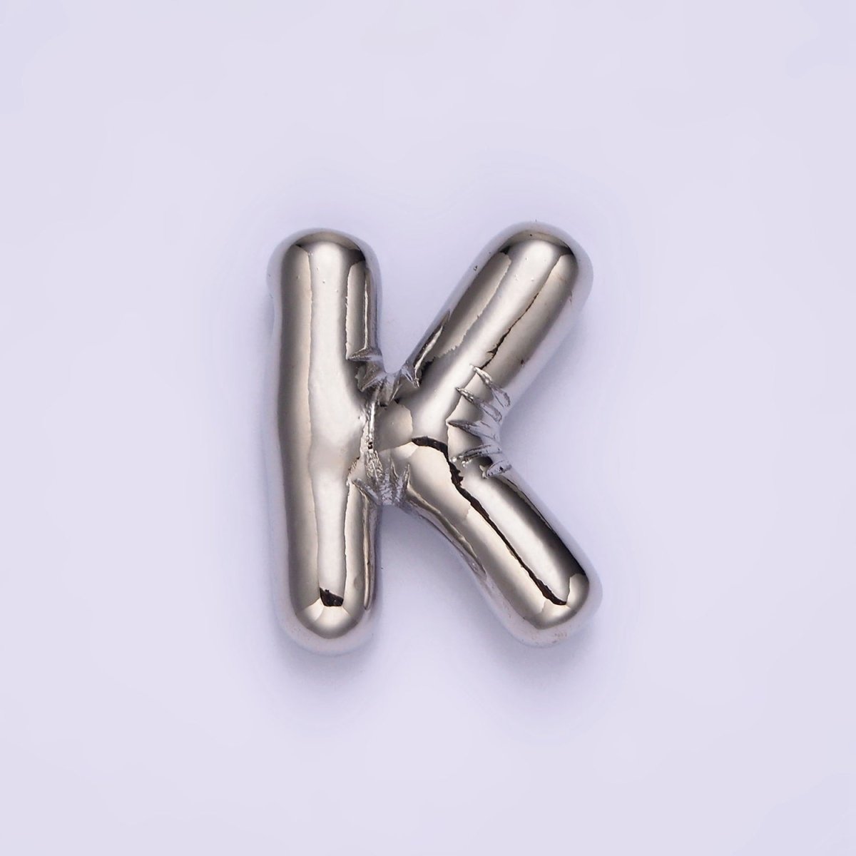 Silver Plated 20mm Chubby Balloon Initial Letter Personalized Pendant | A-A1080-A-A1092