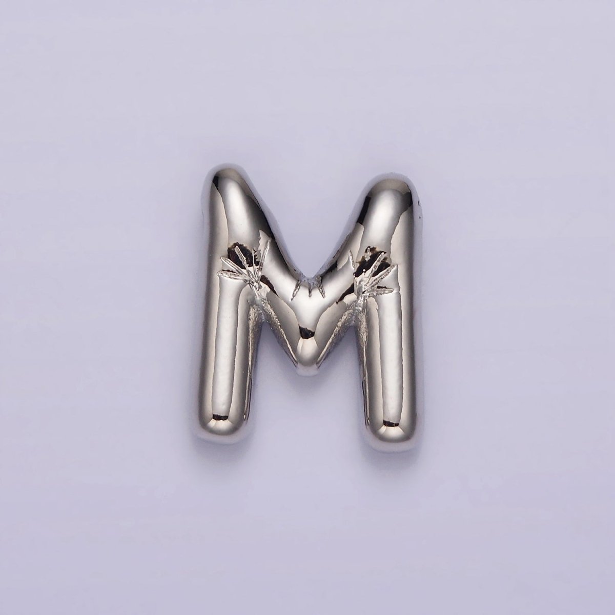Silver Plated 20mm Chubby Balloon Initial Letter Personalized Pendant | A-A1080-A-A1092