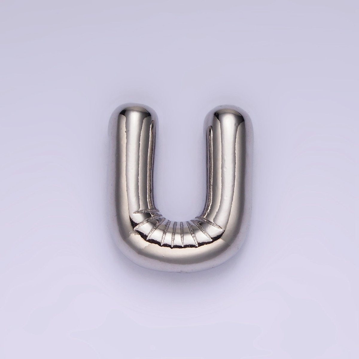 Silver Plated 20mm Chubby Balloon Initial Letter Personalized Pendant | A-A1080-A-A1092