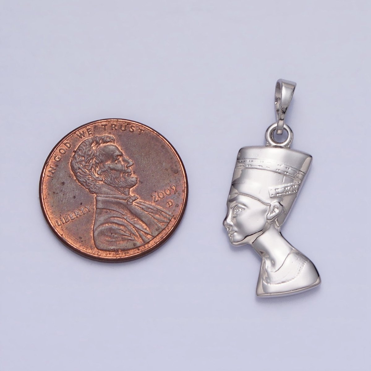 Silver Queen Nefertiti Charm Egyptian Jewelry Inspired Pendant AA242 - DLUXCA