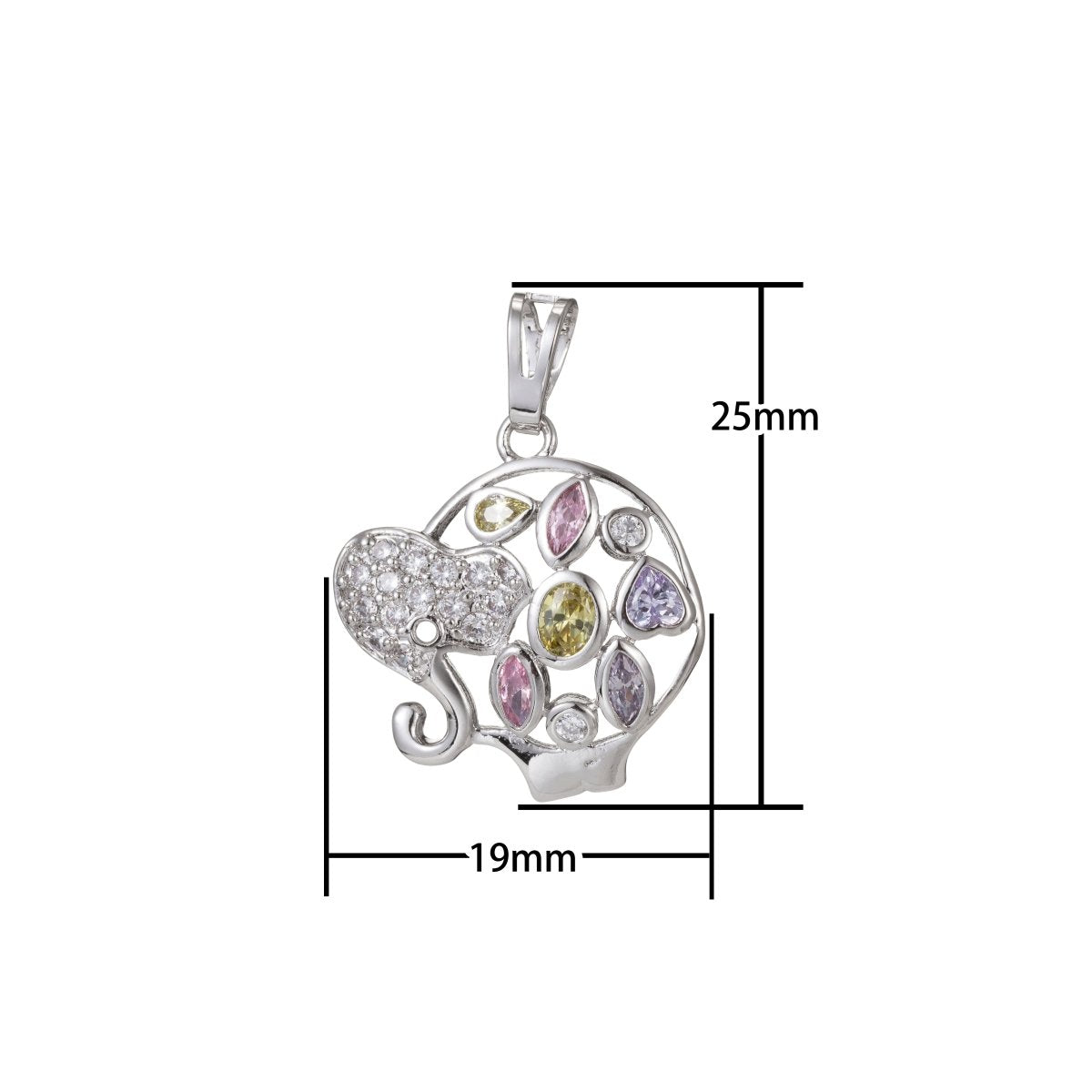 Silver Rainbow Gold Filled Elephant Pendants I-460 - DLUXCA