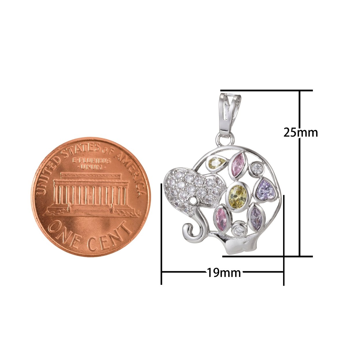Silver Rainbow Gold Filled Elephant Pendants I-460 - DLUXCA