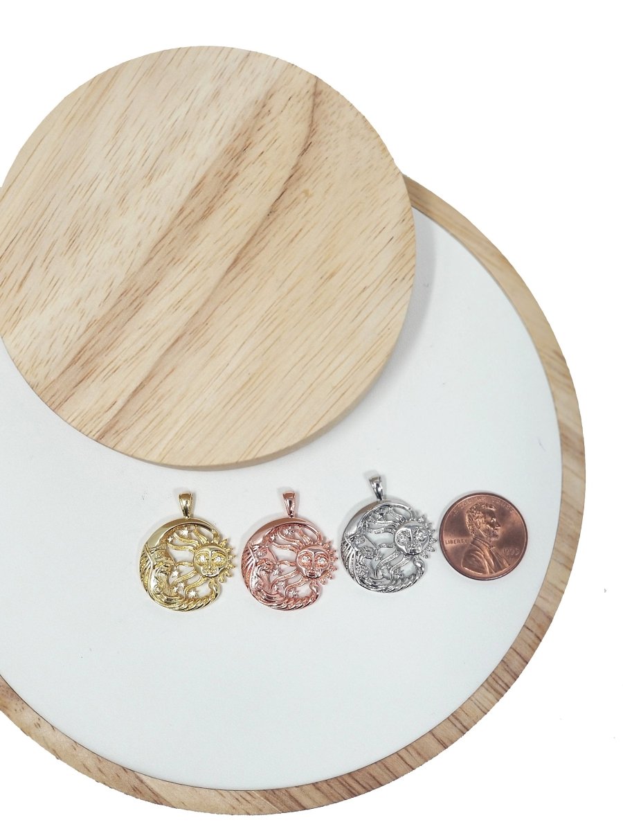 Silver / Rose Gold / Gold Sun and Moon Pewter Charm Celestial Dainty Charm in gold filled charm Necklace Bracelet Earring Jewelry Making H-843