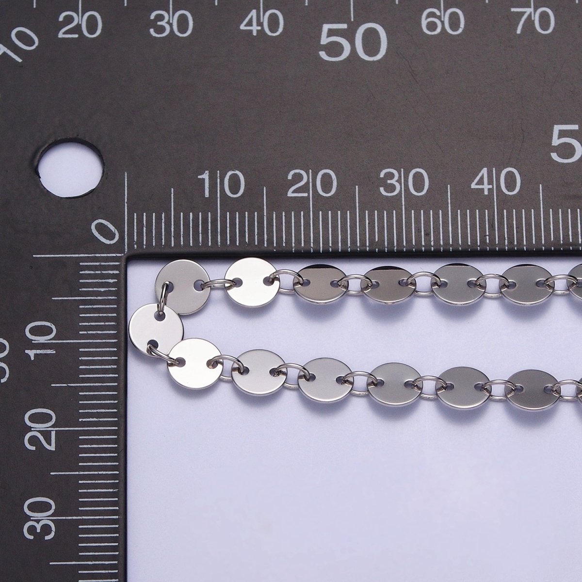 Silver SEQUIN Chain, 6mm Round Disk Disc Circle Disc Necklace Chain for Layer Jewelry Chain 23.75 inch Necklace Ready to Wear | WA-1600 Clearance Pricing - DLUXCA