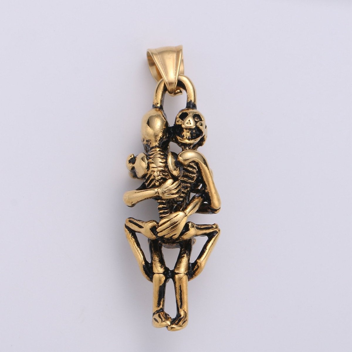 Silver Skull Forever Love Sex Pendant, Silver Sex Skull Hug Pendant, Stainless Steel Skull Skeleton Pendant for Men Jewelry J-799