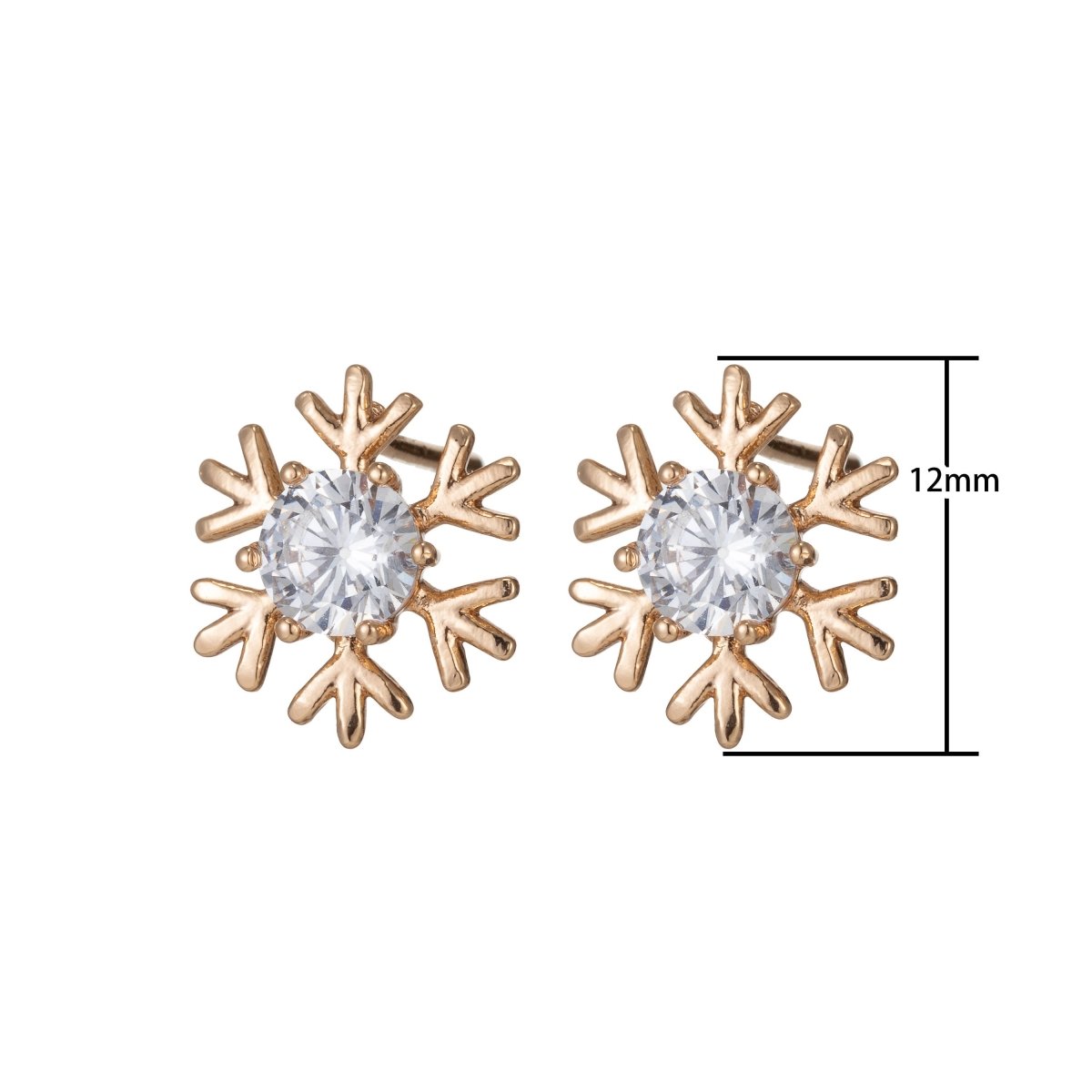 OS Silver Snowflake Earrings dangle, Gold Snow Earrings, Cubic Stud Earrings, Micro Pave Earrings Snow flake Jewelry Q-081 Q-082
