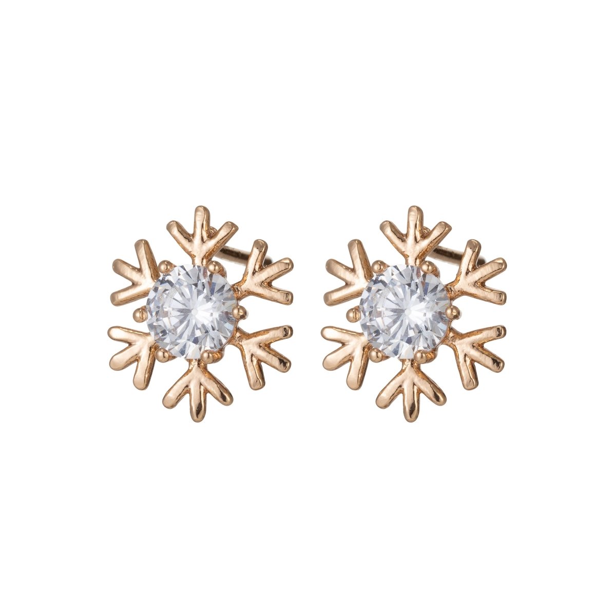 OS Silver Snowflake Earrings dangle, Gold Snow Earrings, Cubic Stud Earrings, Micro Pave Earrings Snow flake Jewelry Q-081 Q-082