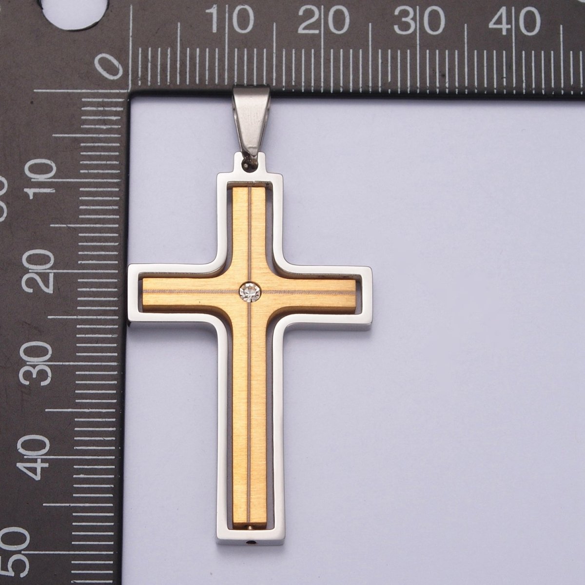 OS Silver Spinner Cross Pendant Stainless Steel Cross Charm for Necklace X-637
