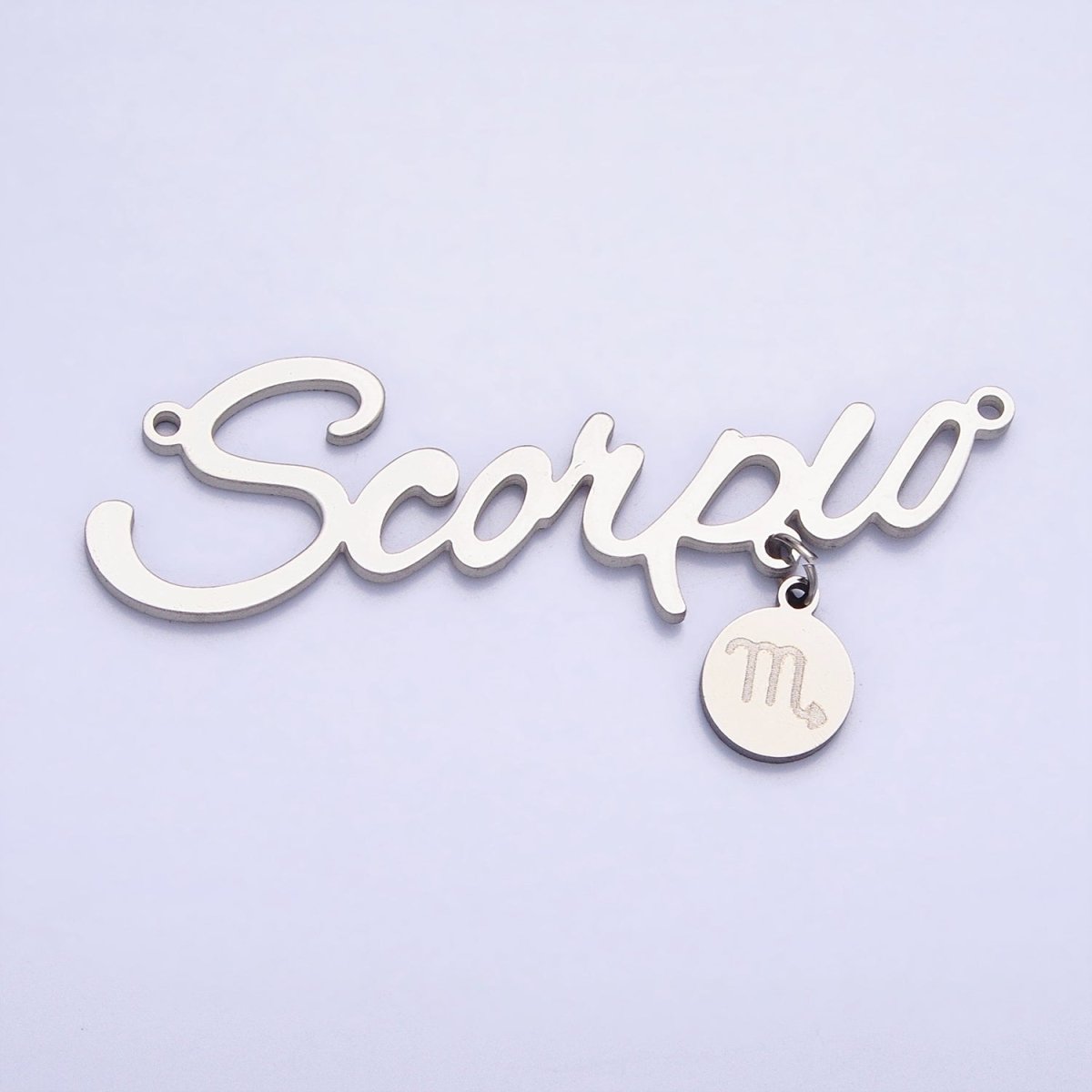 Silver Stainless Steel Zodiac Astrology Cursive Font Mini Symbol Connector Personalized Jewelry Making | A-A1385-A-A1390