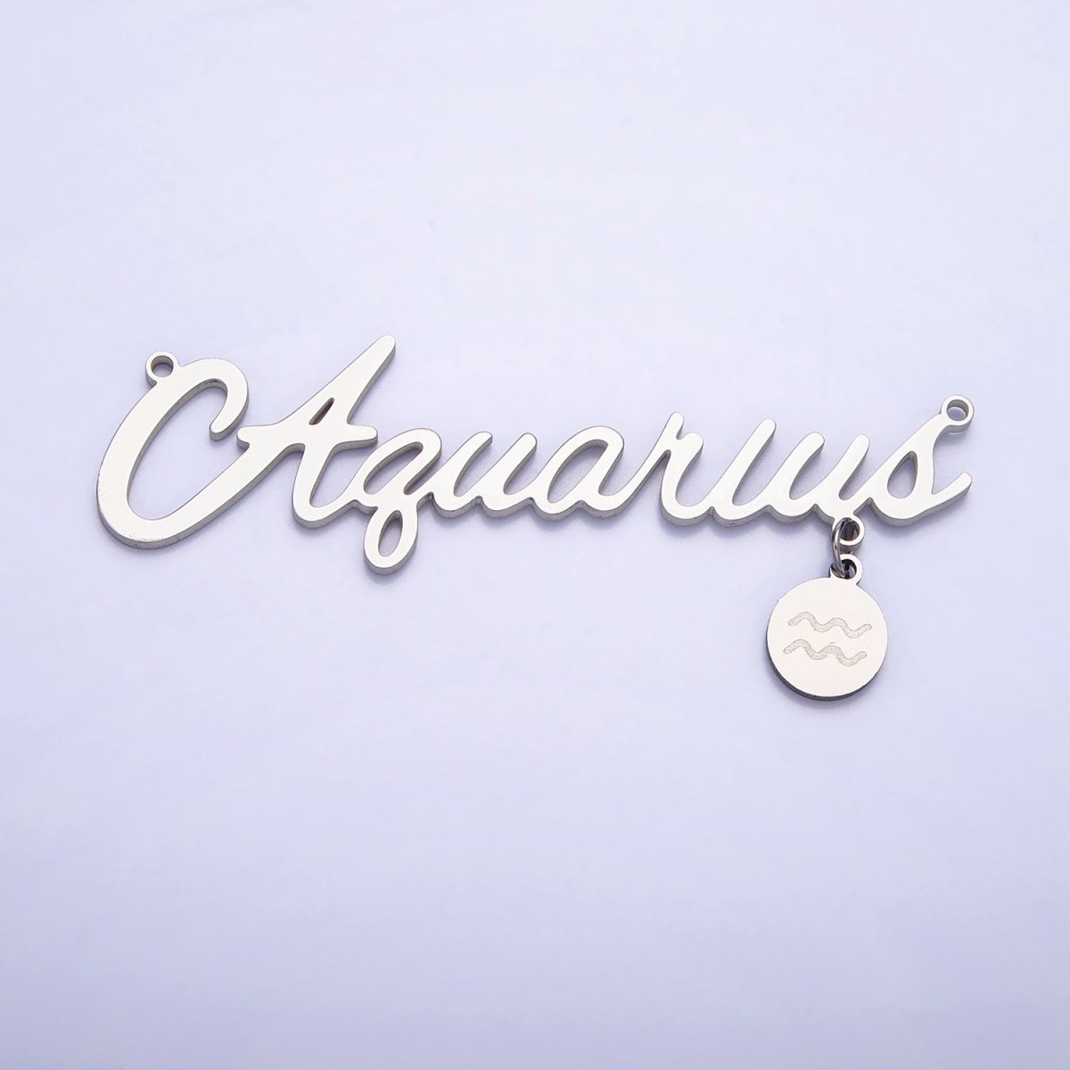 Silver Stainless Steel Zodiac Astrology Cursive Font Mini Symbol Connector Personalized Jewelry Making | A-A1385-A-A1390