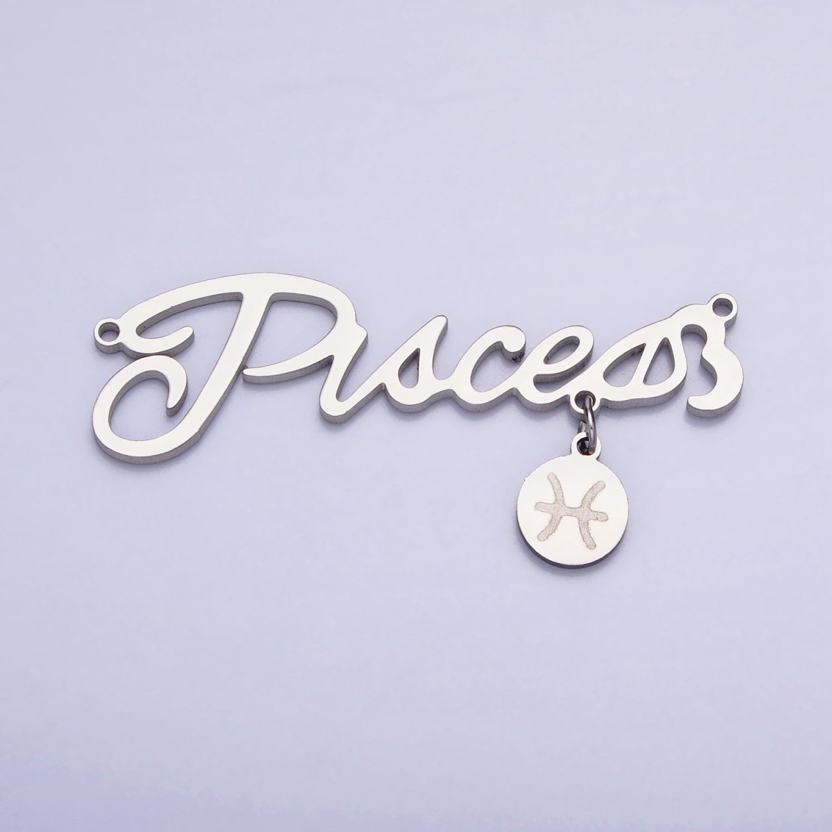 Silver Stainless Steel Zodiac Astrology Cursive Font Mini Symbol Connector Personalized Jewelry Making | A-A1385-A-A1390