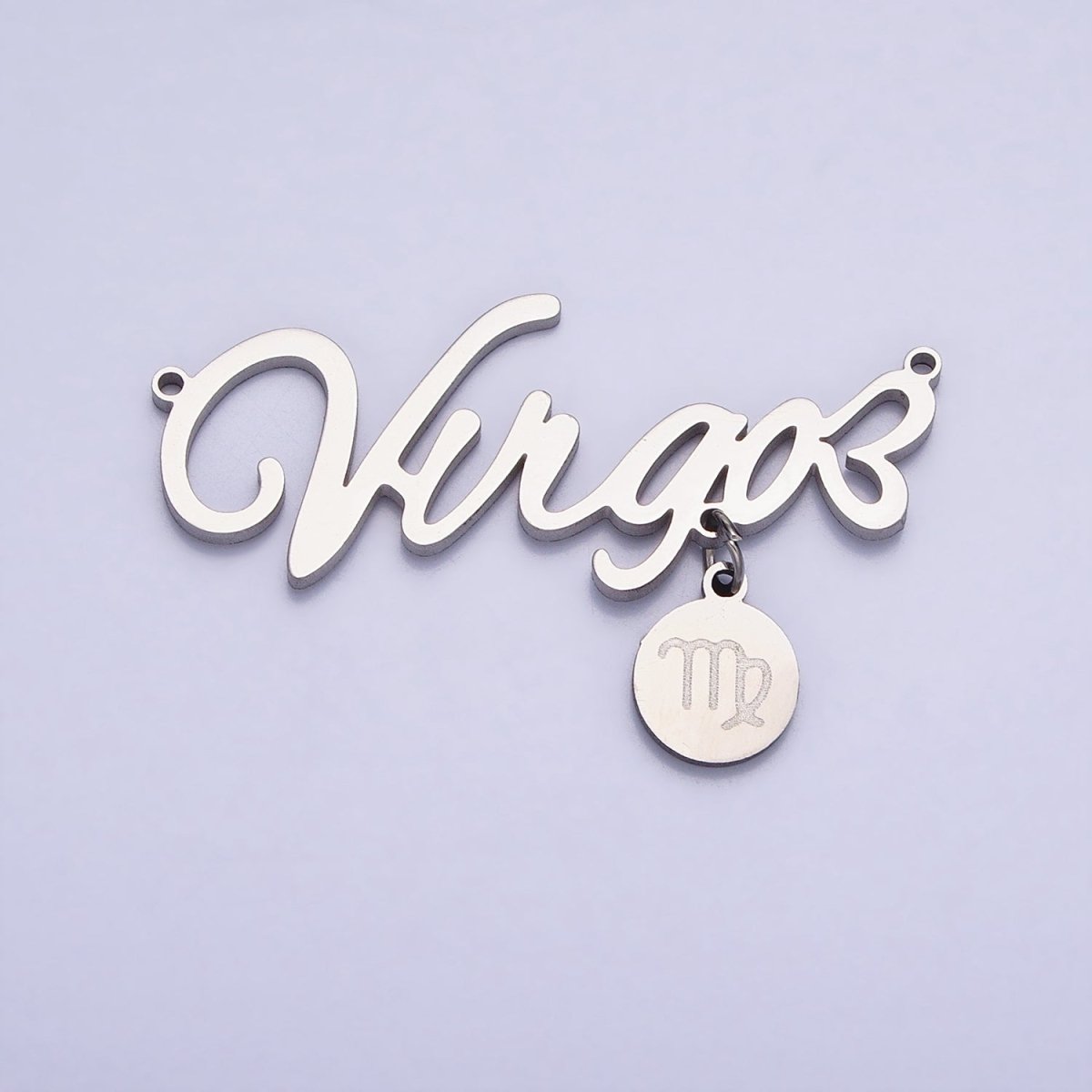 Silver Stainless Steel Zodiac Astrology Cursive Font Mini Symbol Connector Personalized Jewelry Making | A-A1385-A-A1390