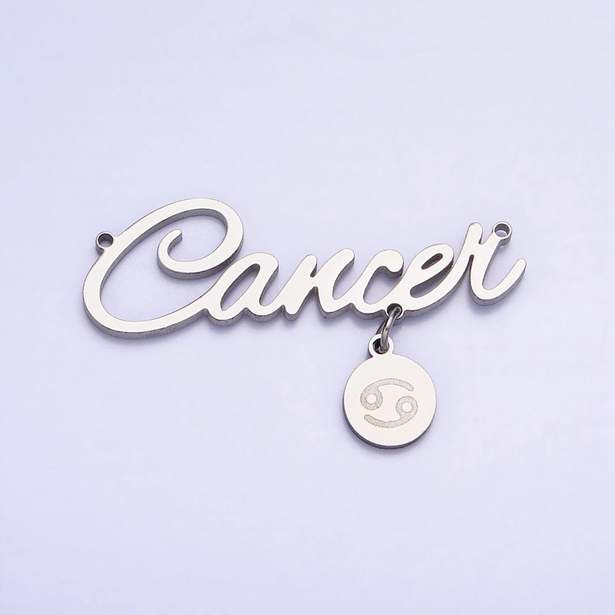 Silver Stainless Steel Zodiac Astrology Cursive Font Mini Symbol Connector Personalized Jewelry Making | A-A1385-A-A1390