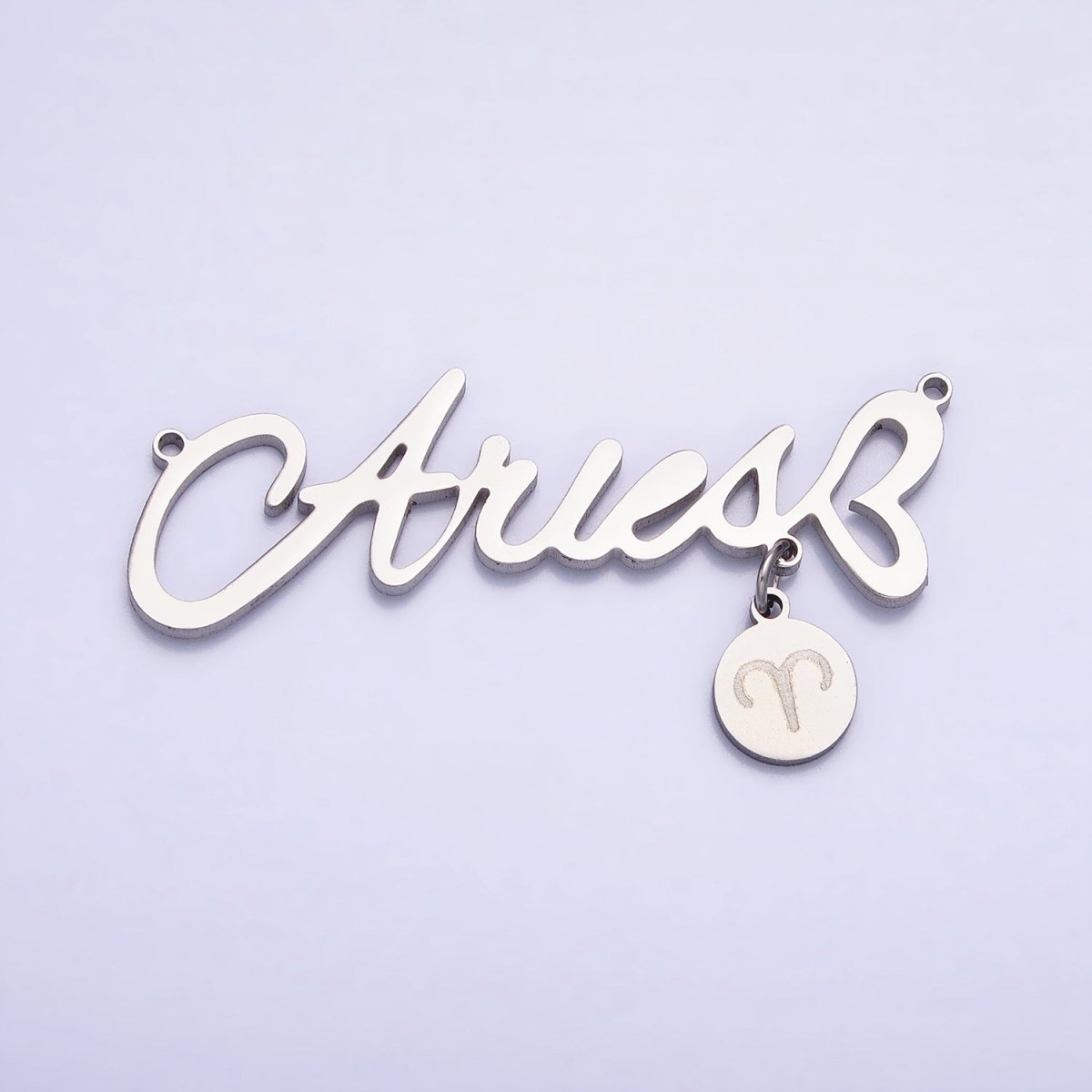 Silver Stainless Steel Zodiac Astrology Cursive Font Mini Symbol Connector Personalized Jewelry Making | A-A1385-A-A1390