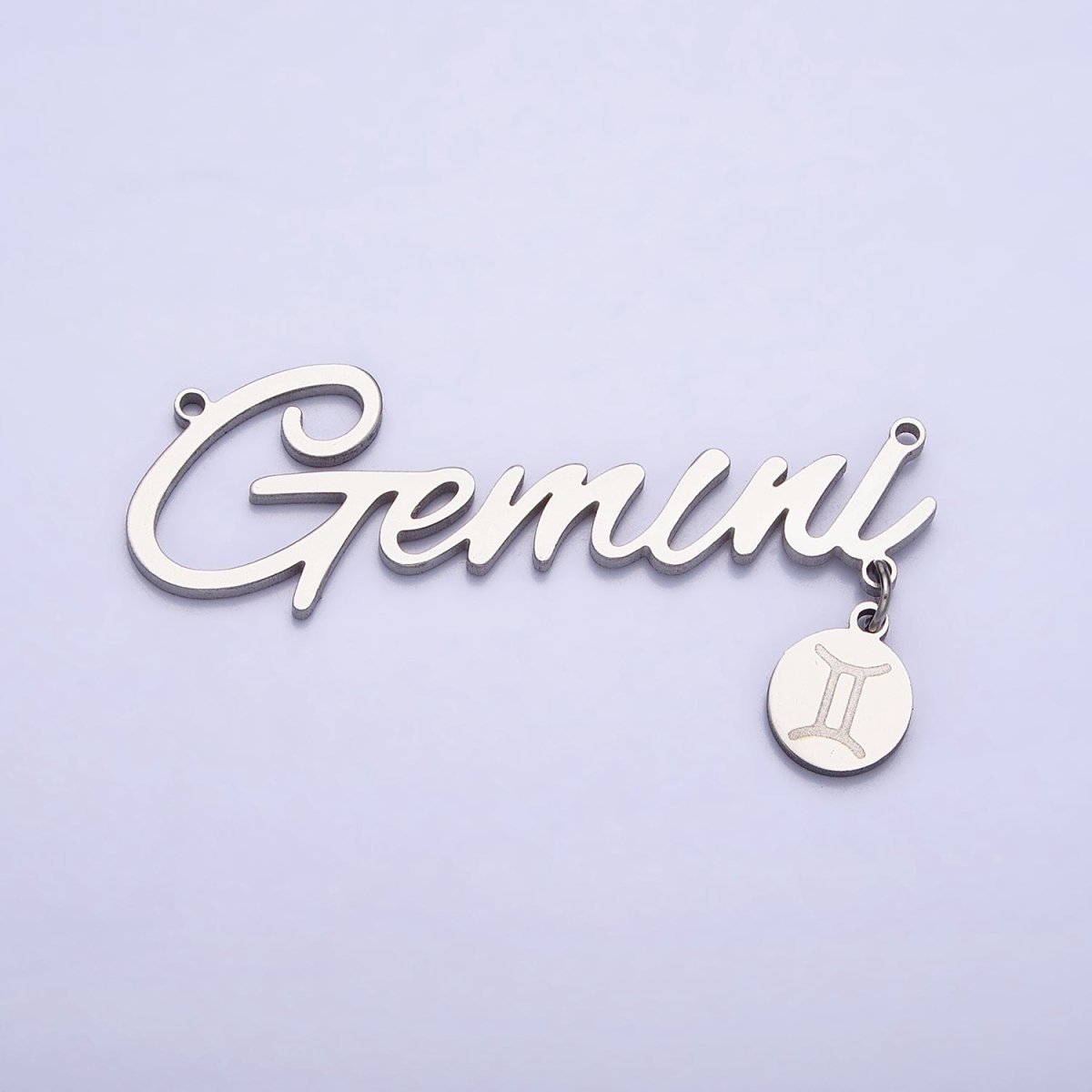 Silver Stainless Steel Zodiac Astrology Cursive Font Mini Symbol Connector Personalized Jewelry Making | A-A1385-A-A1390