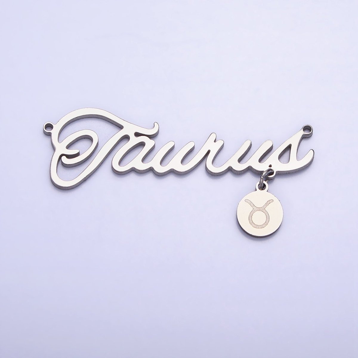 Silver Stainless Steel Zodiac Astrology Cursive Font Mini Symbol Connector Personalized Jewelry Making | A-A1385-A-A1390