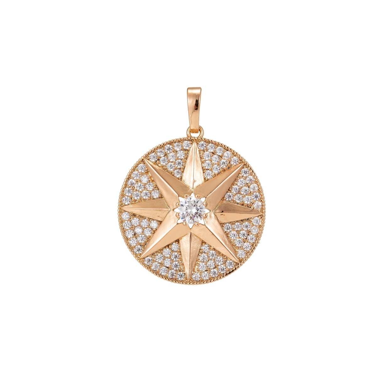 Silver Star Pendant Eight-pointed star Medallion Charm Gold Filled Star Micro Pave Star Pendant Cubic Starburst Charm Celestial Jewelry I-216 I-218