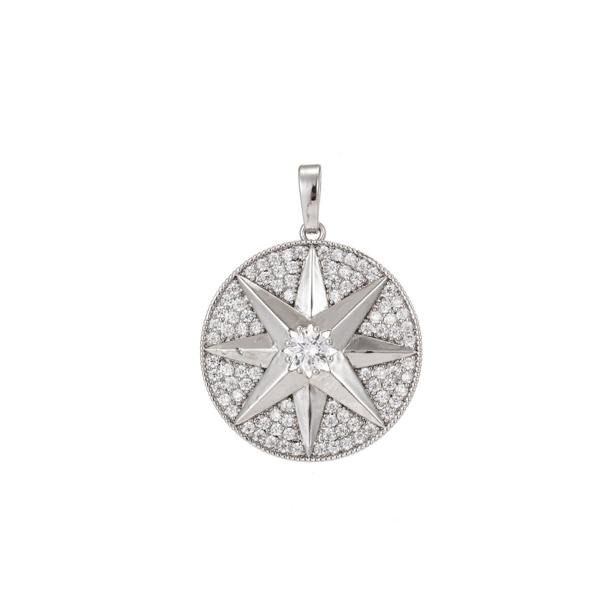 Silver Star Pendant Eight-pointed star Medallion Charm Gold Filled Star Micro Pave Star Pendant Cubic Starburst Charm Celestial Jewelry I-216 I-218