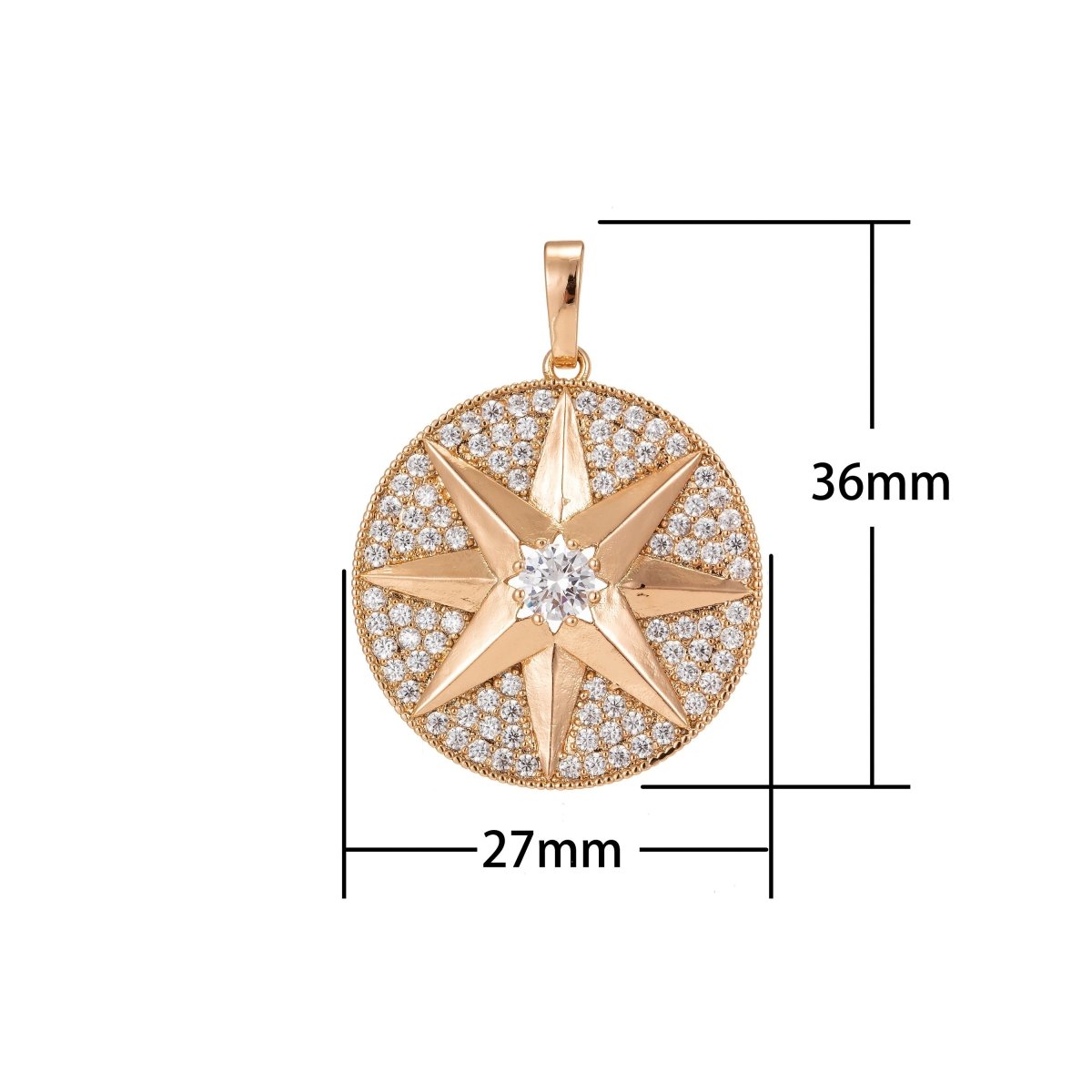 Silver Star Pendant Eight-pointed star Medallion Charm Gold Filled Star Micro Pave Star Pendant Cubic Starburst Charm Celestial Jewelry I-216 I-218