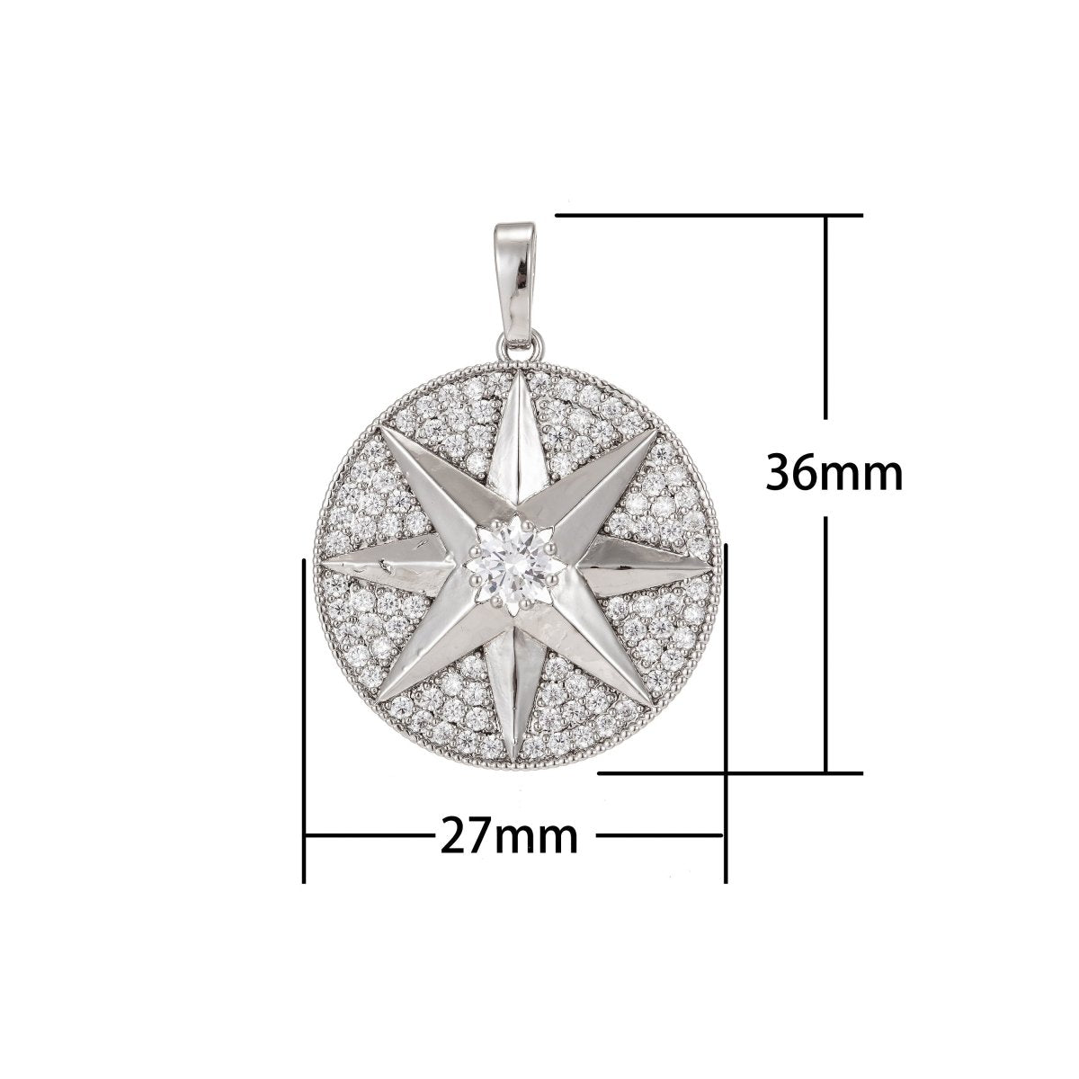 Silver Star Pendant Eight-pointed star Medallion Charm Gold Filled Star Micro Pave Star Pendant Cubic Starburst Charm Celestial Jewelry I-216 I-218