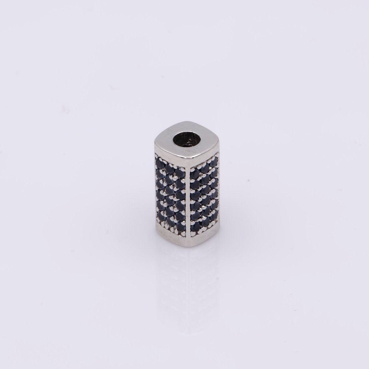 Silver Tube Bead Spacer Micro Pave Gun Metal Black Cz Cubic Zirconia Pave Beaded Bracelet Supply for men jewelry B-613