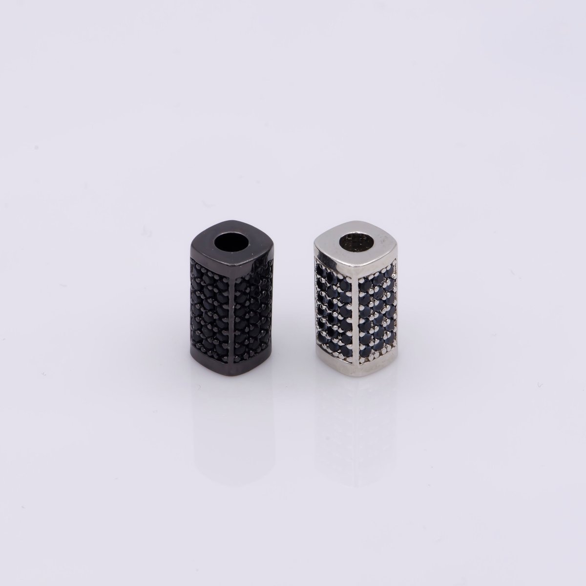Silver Tube Bead Spacer Micro Pave Gun Metal Black Cz Cubic Zirconia Pave Beaded Bracelet Supply for men jewelry B-613