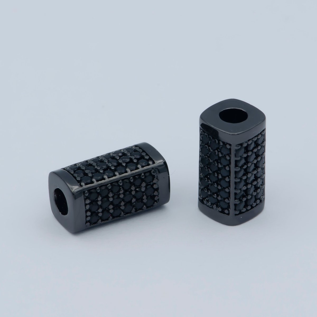 Silver Tube Bead Spacer Micro Pave Gun Metal Black Cz Cubic Zirconia Pave Beaded Bracelet Supply for men jewelry B-613