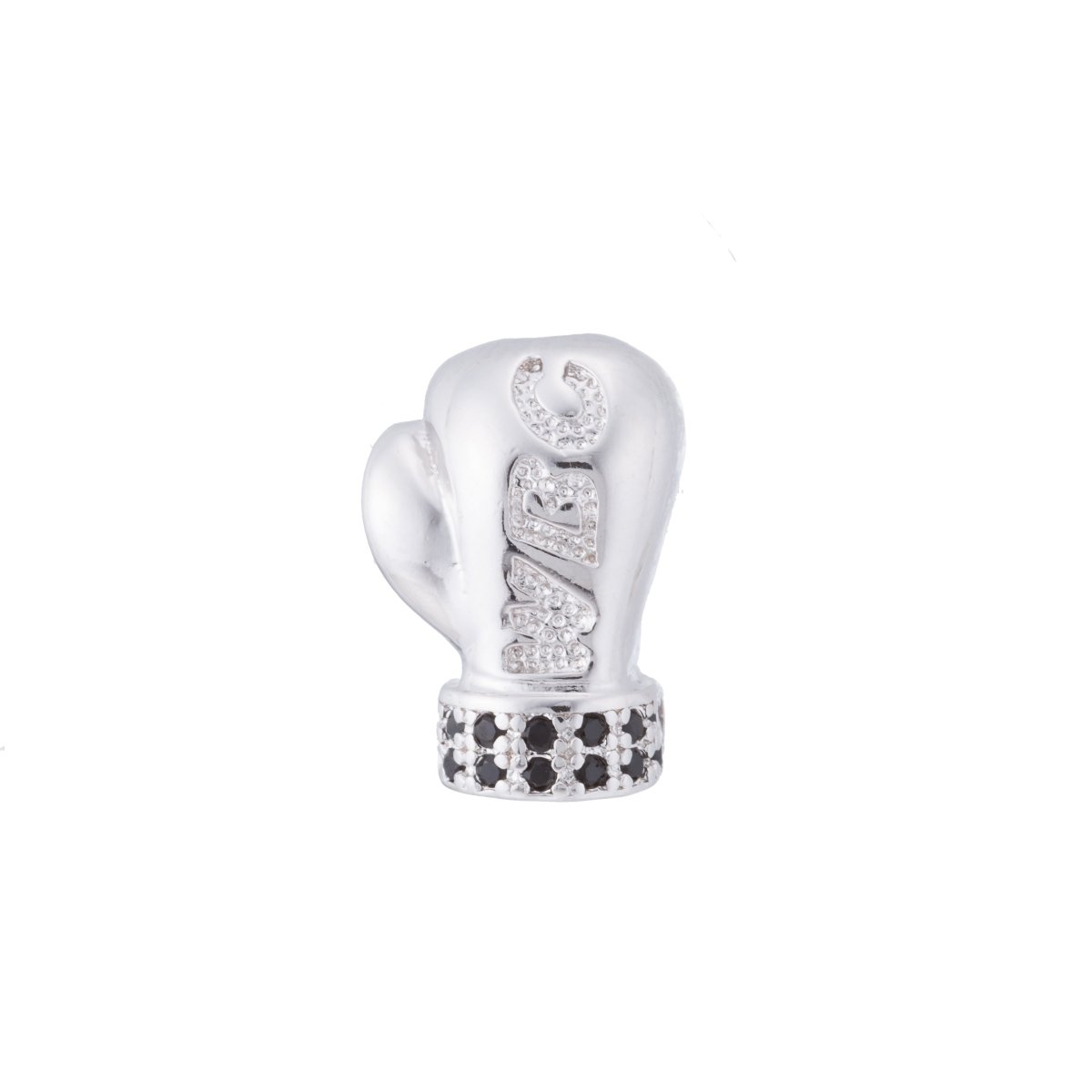 Silver White Gold Boxing Glove Charm, Boxing Bead, Sport Fitness WBC MMA Fighting Cubic Zirconia Bracelet Bead Connector for Jewelry Making B-056 - DLUXCA