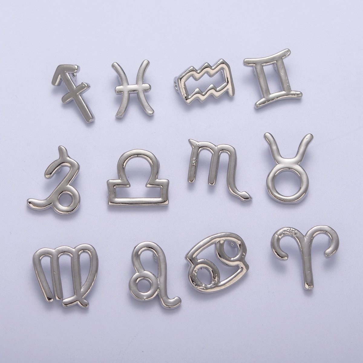 Silver Zodiac Constellation Charm, Small Astrology Charms, Horoscope Charm for Bracelet Necklace Supply A-A1881-A-A1886